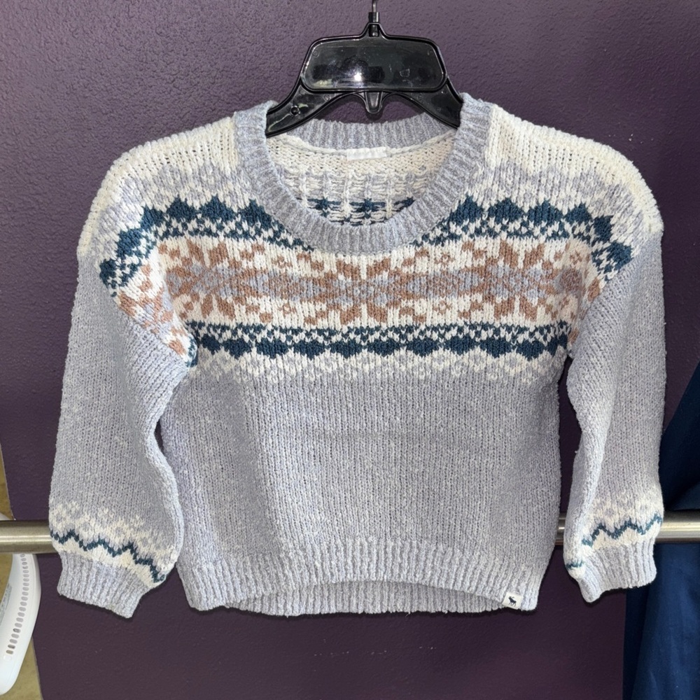 Abercrombie Kids Gray and Blue Patterned Sweater